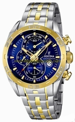 Festina Watches : F16655/3 Quartz Chronograph Blue Dial Date Two Tone Stainless Steel Men Watch