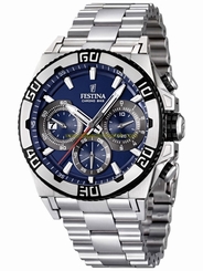 Festina Watches : F16658/2 Quartz Blue Dial Chronograph Date Stainless Steel Men Watch