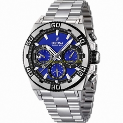 Festina Watches : F16658/6 Quartz Chronograph Date Blue Dial Stainless Steel Men Watch