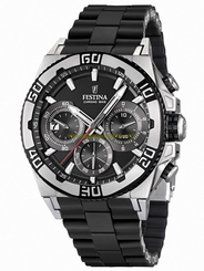Festina Watches : F16659/5 Quartz Chronograph Date Black Dial Rubber Strap Men Watch