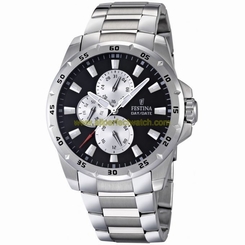 Festina Watches : F16662/6 Quartz Black Dial Day Date Stainless Steel Men Watch