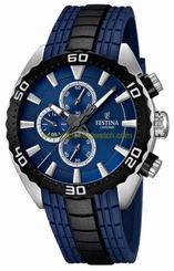 Festina Watches : F16664/3 Quartz Blue Dial Chronograph Rubber Strap Men Watch