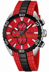 Festina Watches : F16664/5 Quartz Chronograph Red Dial Rubber Men Watch