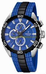 Festina Watches : F16664/6 Quartz Chronograph Blue Dial Rubber Men Watch