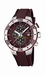 Festina Watches : F16667/3 Quartz Chronograph Date Dark Red Rubber Strap Men Watch