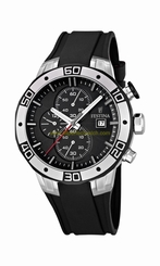Festina Watches : F16667/6 Quartz Chronograph Date Black Dial Rubber Strap Men Watch