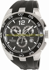Festina Watches : F16668/6 Quartz Chronograph Black Dial Date Rubber Men Watch