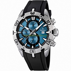 Festina Watches : F16672/3 Quartz Chronograph Blue Dial Date Rubber Men Watch