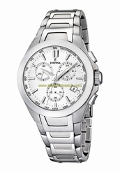Festina Watches : F16678/1 Quartz Chronograph Silver Dial Date Stainless Steel Men Watch