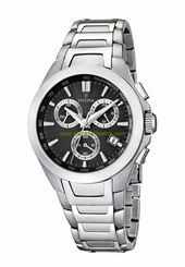 Festina Watches : F16678/6 Quartz Chronograph Black Dial Date Stainless Steel Men Watch