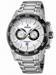 Festina Watches : F16680/1 Quartz Chronograph White Dial Date Stainless Steel Men Watch