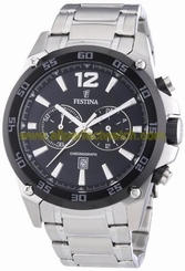 Festina Watches : F16680/4 Quartz Chronograph Black Dial Date Stainless Steel Men Watch