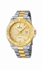 Festina Watches : F16683/2 Gold Dial Luminescent Hands Men Watch
