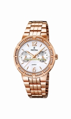 Festina Watches : F16702/1 White Dial Gold-plated Stainless Steel Band Men Watch