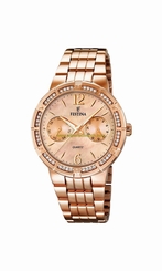 Festina Watches : F16702/2 Rose Gold Dial Luminescent Hands Women Watch