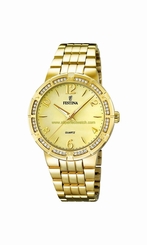 Festina Watches : F16704/2 Gold Dial Luminescent Hands Women Watch
