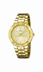 Festina Watches : F16713/2 Gold Dial Stainless Steel Plated Women Watch