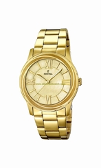 Festina Watches : F16724/2 Gold Dial Stainless Steel Plated Women Watch