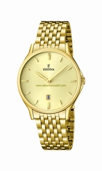 Festina Watches : F16746/2 Gold Dial Stainless Steel Band Men Watch