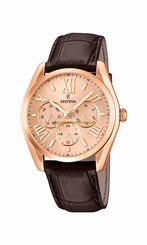 Festina Watches : F16754/2 Coloured Gold Dial Leather Men Watch