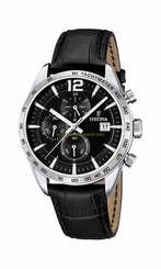 Festina Watches : F16760/4 Quartz Chronograph Date Black Leather Men Watch