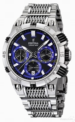 Festina Watches : F16774/5 Quartz Chronograph Bike Black Dial Date Stainless Steel Men Watch