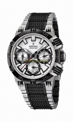 Festina Watches : F16775/1 Quartz Chronograph Silver Dial Date Steel and Rubber Men Watch