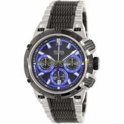 Festina Watches : F16775/5 Quartz Chronograph Black Dial Date Steel and Rubber Men Watch