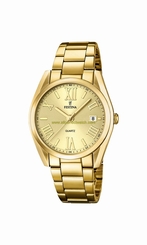 Festina Watches : F16792/2 Gold Dial Stainless Steel Plated Women Watch