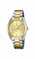 Festina Watches : F16794/2 Gold Dial Stainless Steel Plated Women Watch
