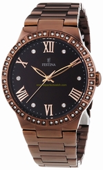 Festina Watches : F16801/2 Quartz Analog Brown Stainless Steel Women Watch