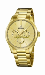 Festina Watches : F16811/1 Gold Dial Stainless Steel Plated Men Watch