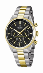 Festina Watches : F16821/4 Black Dial Stopwatch Luminescent Hands Men Watch