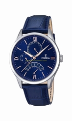 Festina Watches : F16823/3 Blue Dial Calfskin Band Men Watch