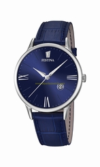 Festina Watches : F16824/3 Quartz Analog Date Blue Leather Men Watch