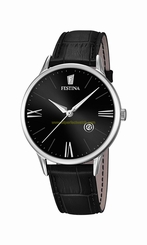 Festina Watches : F16824/4 Quartz Analog Date Black Leather Men Watch