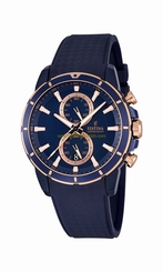 Festina Watches : F16851/1 Quartz Chronograph Date Blue Rubber Men Watch