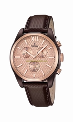 Festina Watches : F16863/1 Quartz Chronograph Brown Leather Men Watch
