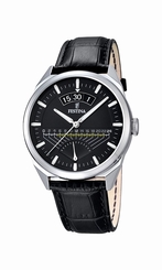Festina Watches : F16873/4 Black Dial Calfskin Band Men Watch