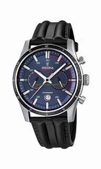 Festina Watches : F16874/2 Quartz Chronograph Date Black Leather Men Watch
