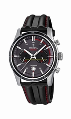Festina Watches : F16874/3 Quartz Chronograph Date Black Leather Men Watch