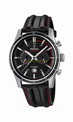 Festina Watches : F16874/4 Quartz Chronograph Date Black Leather Men Watch