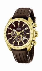 Festina Watches : F16879/3 Quartz Chronograph Date Brown Leather Men Watch