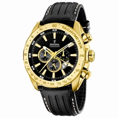 Festina Watches : F16879/4 Quartz Chronograph Date Black Leather Men Watch