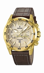 Festina Watches : F16880/1 Quartz Chronograph Date Brown Leather Men Watch