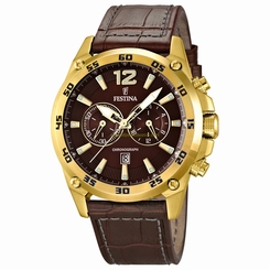 Festina Watches : F16880/2 Quartz Chronograph Date Brown Leather Men Watch