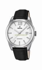 Festina Watches : F16885/2 Automatic White Dial Date Black Leather Men Watch
