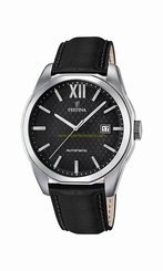Festina Watches : F16885/4 Automatic Date Black Leather Men Watch