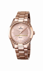 Festina Watches : F16914/1 Rose Gold Dial Stainless Steel Plated Women Watch