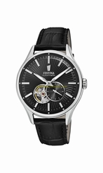 Festina Watches : F16975/3 Black Dial Calfskin Band Men Watch